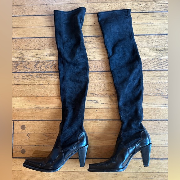 Donald Pliner Black suede & leather Over-the-Knee Women's Boots size 7 - Picture 1 of 8